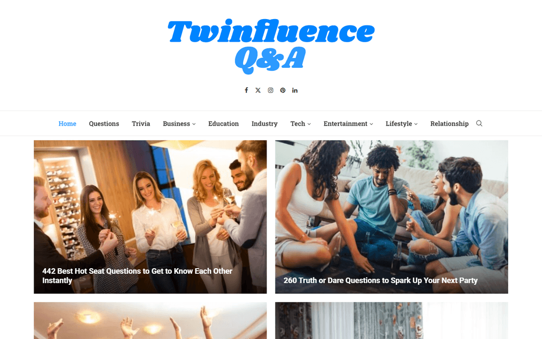 twinfluence.com publisher screenshot