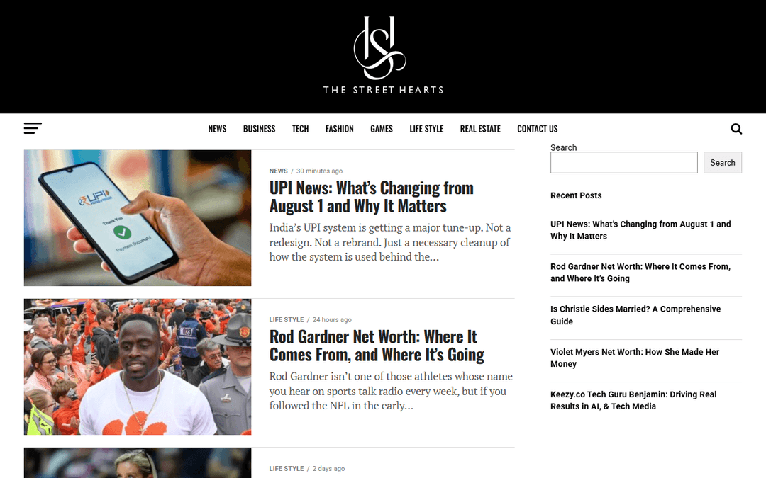 thestreethearts.com publisher screenshot