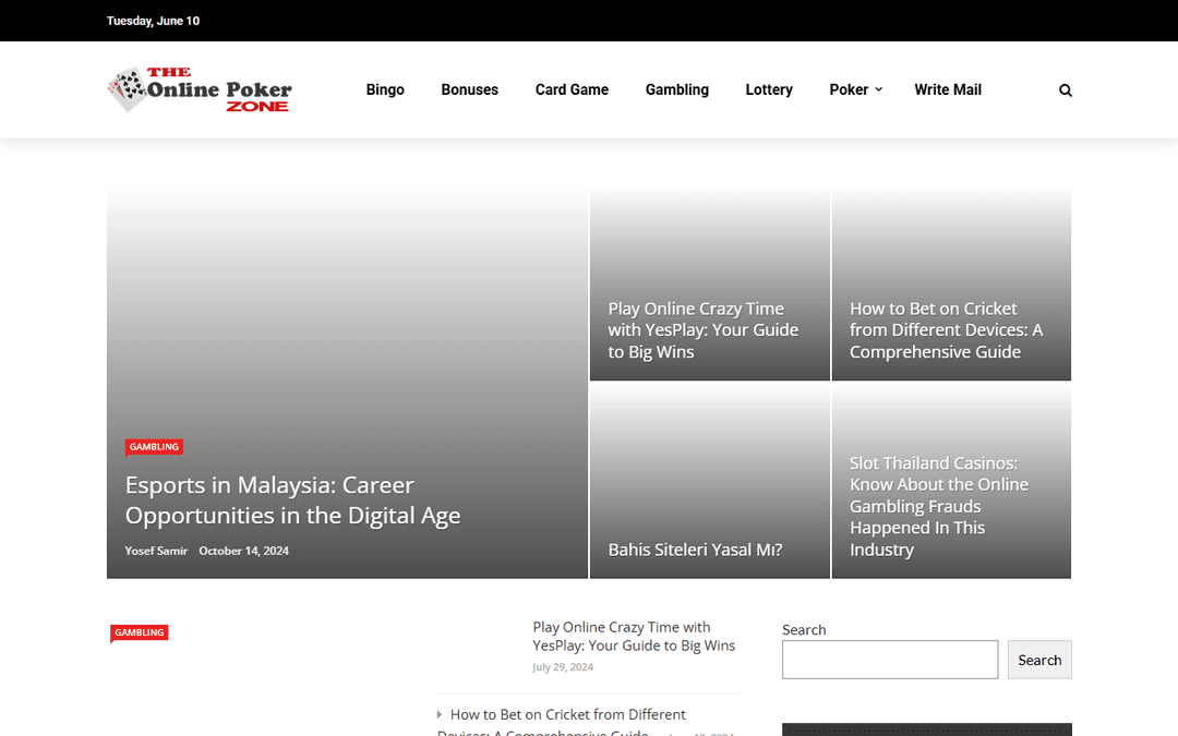 theonlinepokerzone.com publisher screenshot