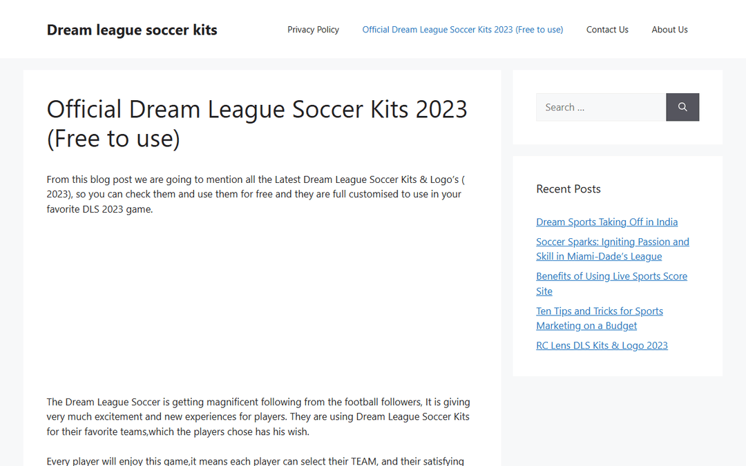 dreamleague-soccerkits.com publisher screenshot