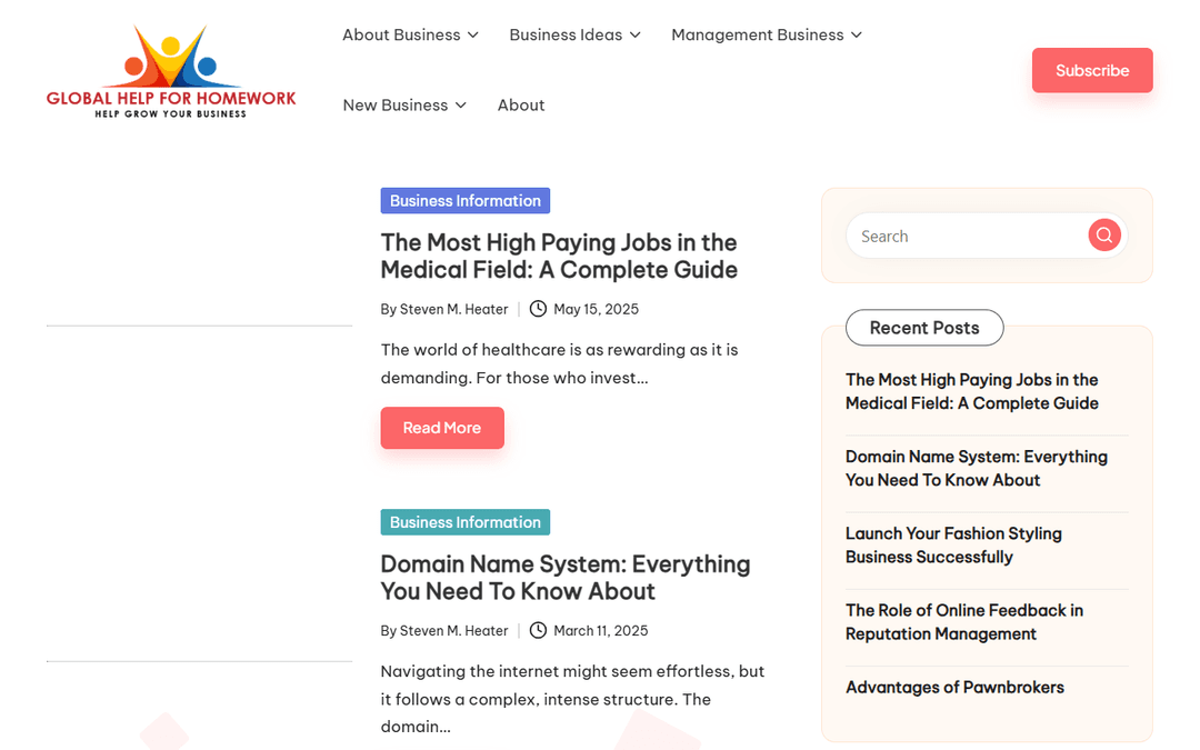 globalhelpforhomework.com publisher screenshot
