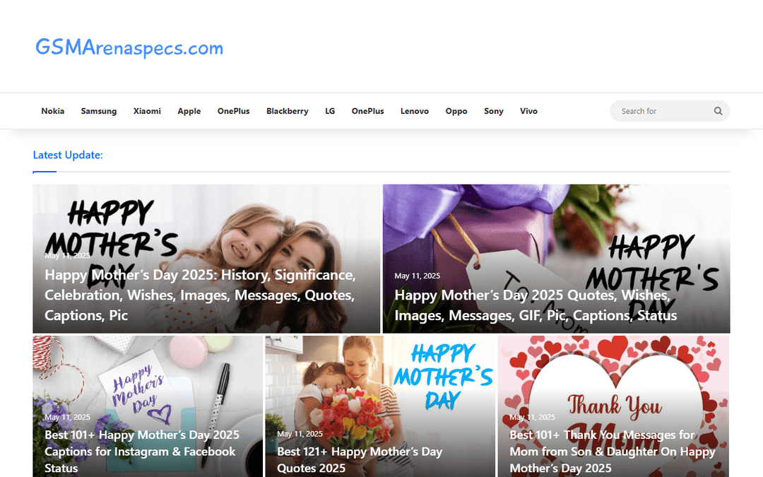 gsmarenaspecs.com publisher screenshot