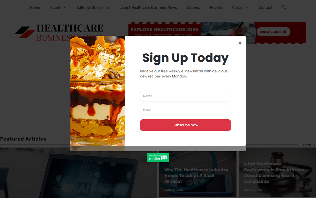 healthcarebusinesstoday.com publisher screenshot