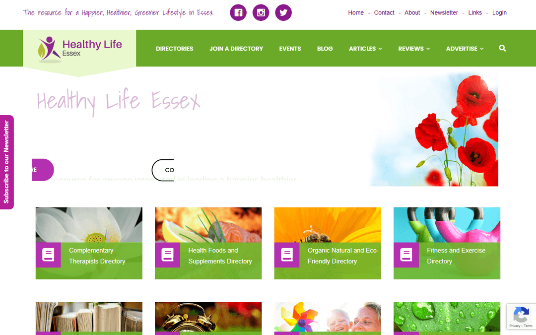 healthylifeessex.co.uk publisher screenshot