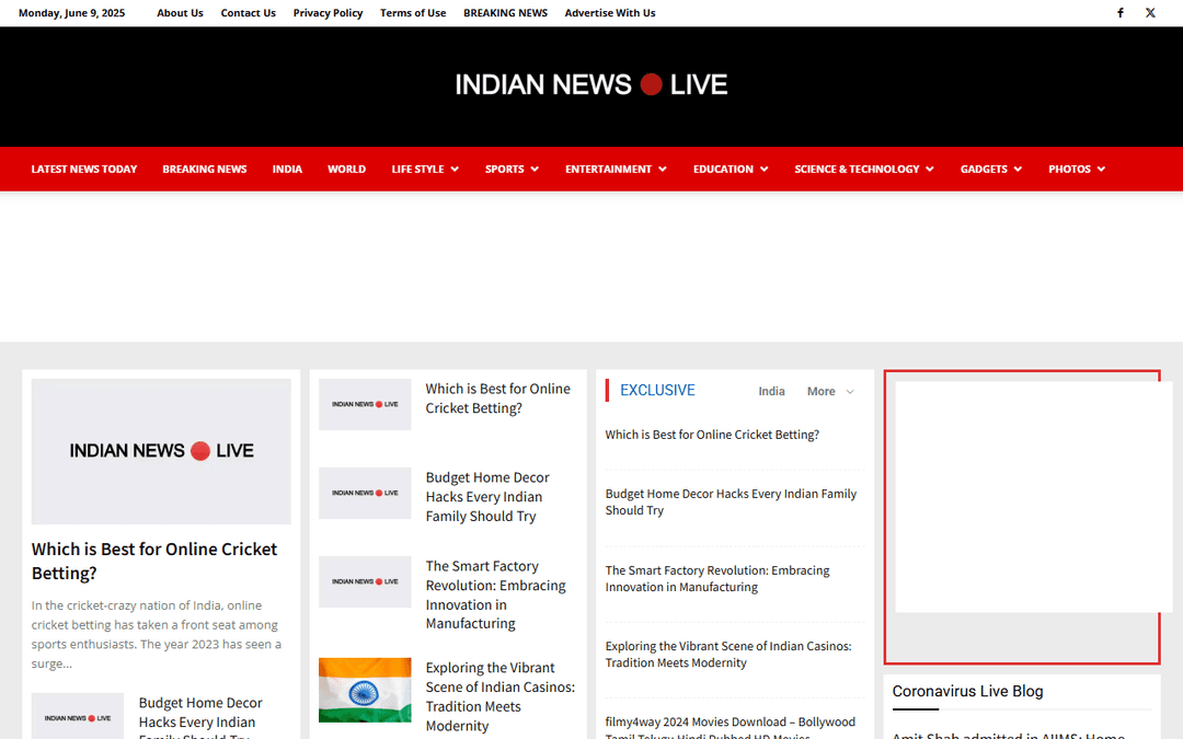 indiannewslive.com publisher screenshot