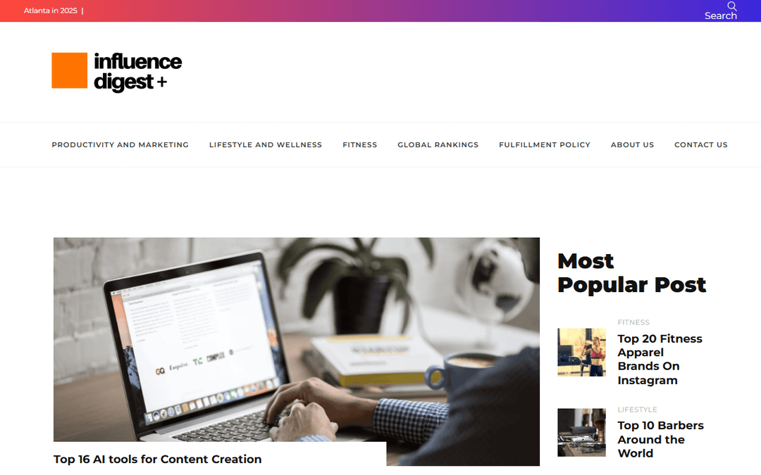 influencedigest.com publisher screenshot