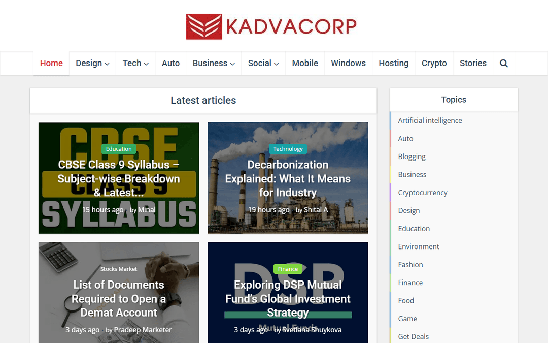 kadvacorp.com publisher screenshot