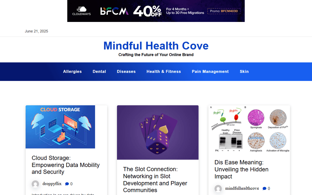 mindfulhealthcove.com publisher screenshot