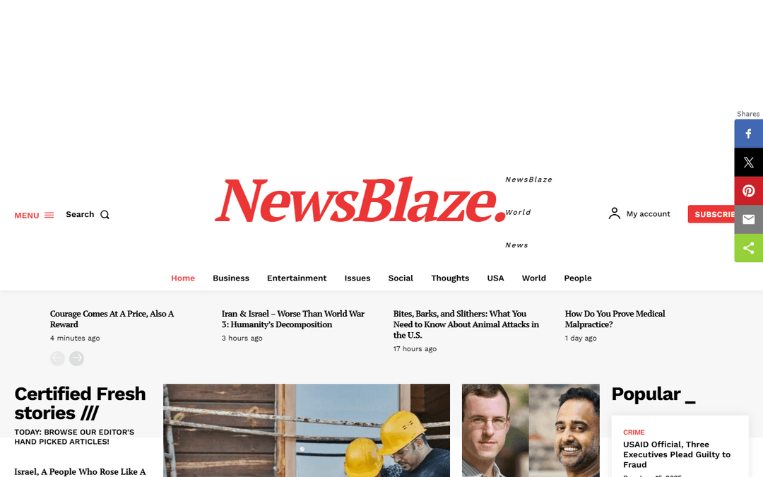 newsblaze.com publisher screenshot
