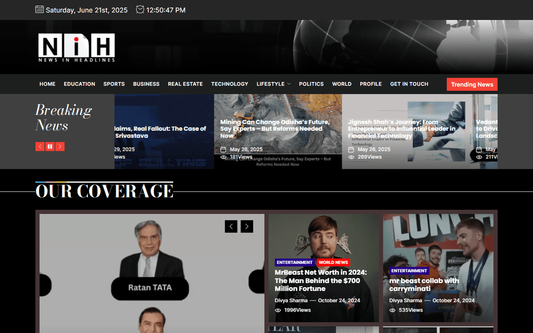 newsinheadlines.com publisher screenshot