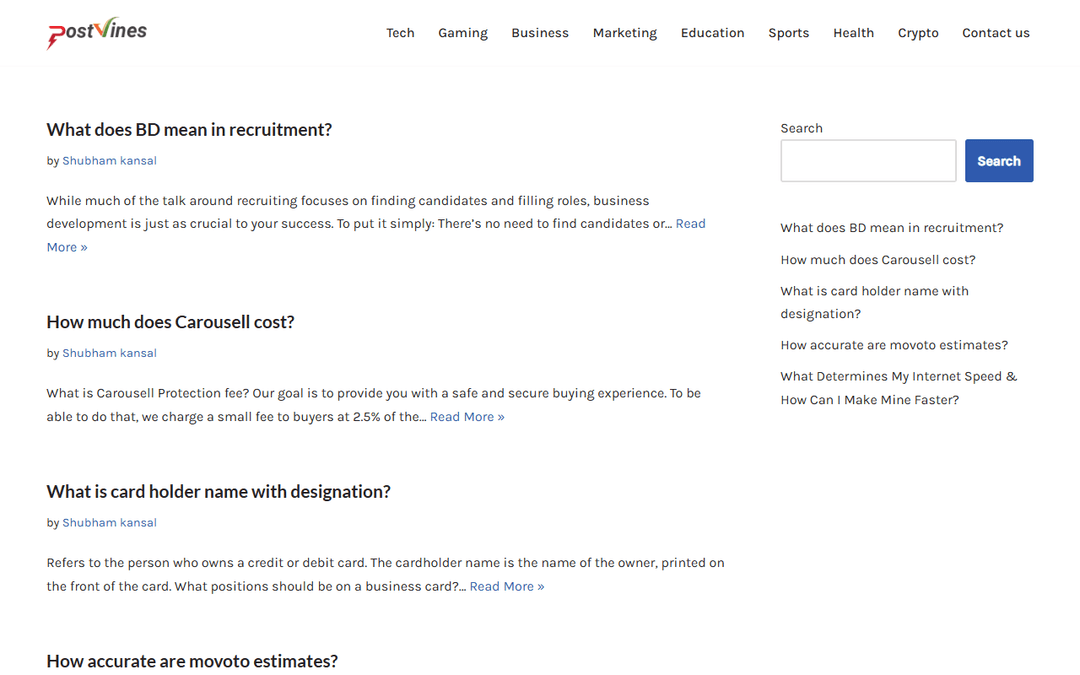 postvines.com publisher screenshot