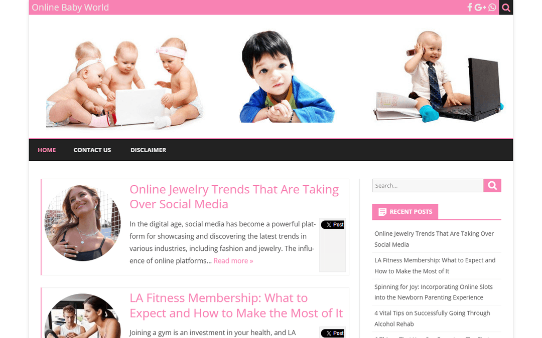 onlinebabyworld.com publisher screenshot