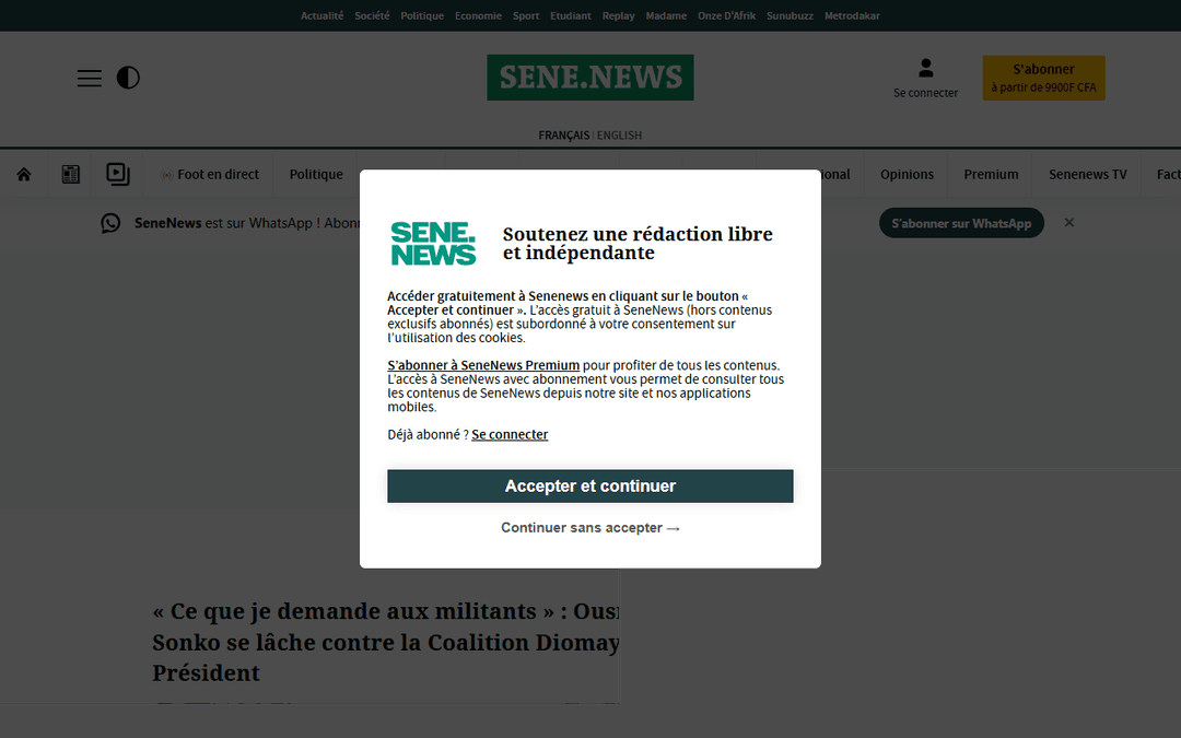 senenews.com publisher screenshot
