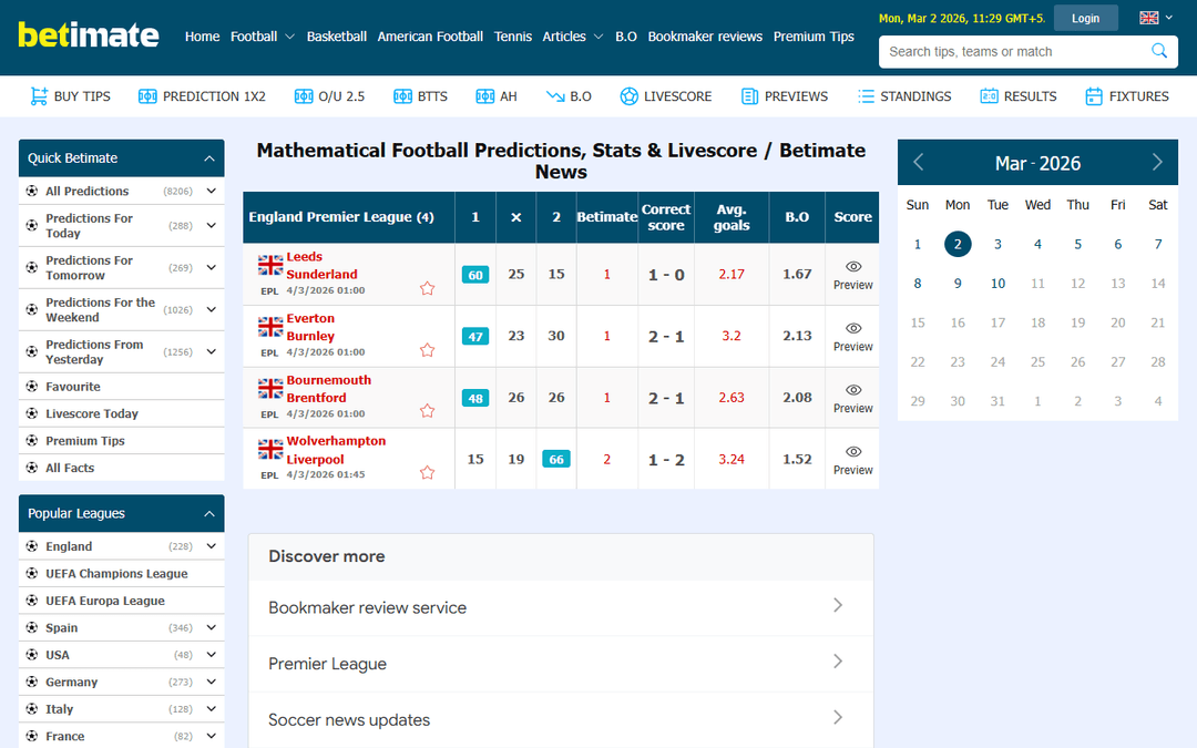 betimate.com publisher screenshot
