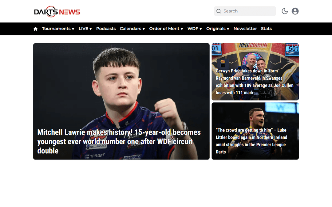 dartsnews.com publisher screenshot