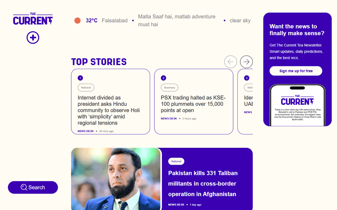 thecurrent.pk publisher screenshot