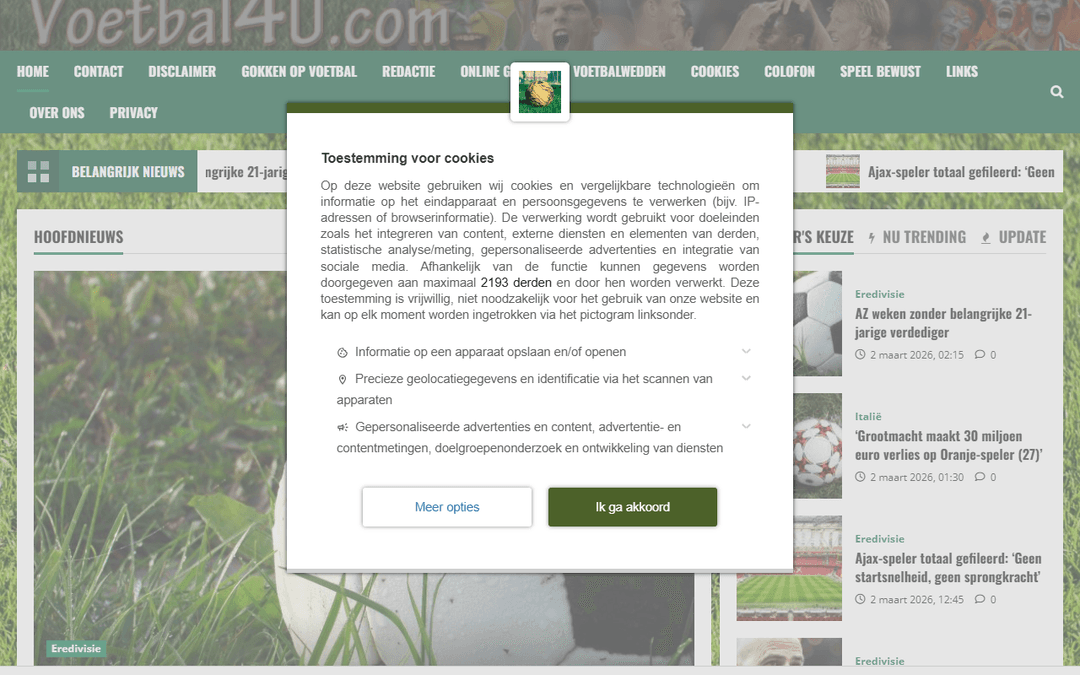 voetbal4u.com publisher screenshot