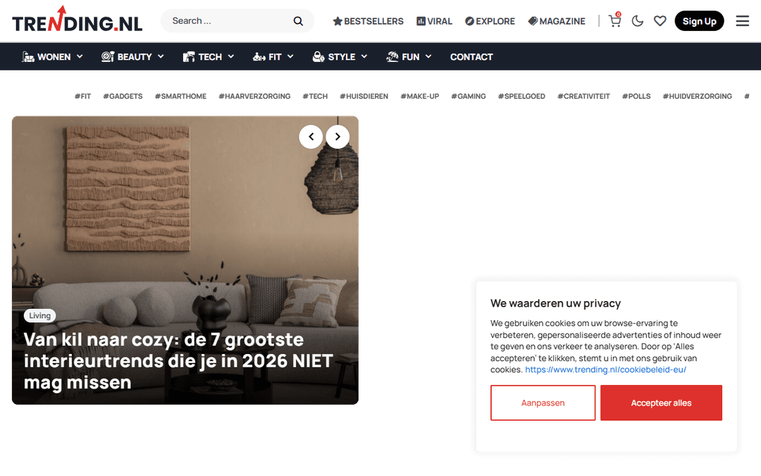 trending.nl publisher screenshot