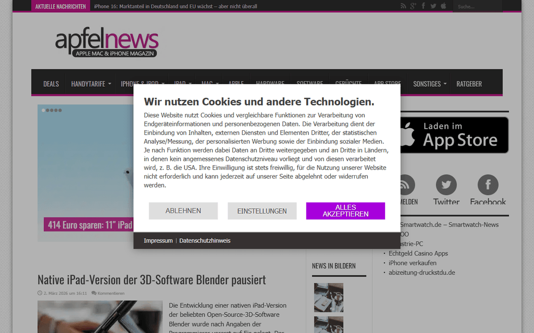 apfelnews.de publisher screenshot