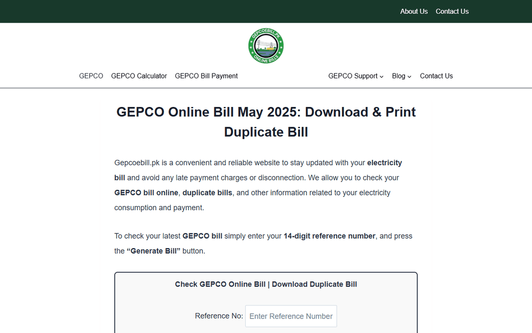 gepcoebill.pk publisher screenshot