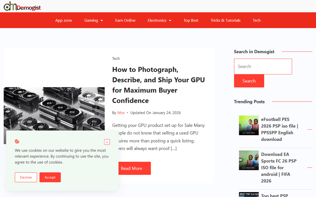 demogist.com publisher screenshot