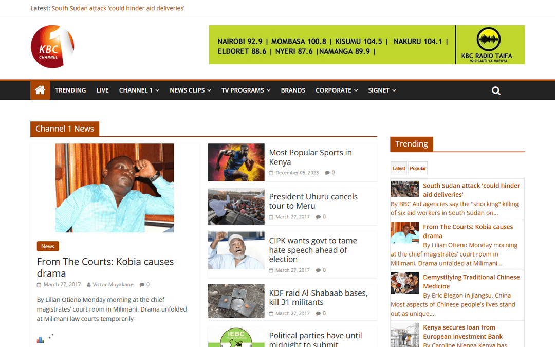 kbctv.co.ke publisher screenshot
