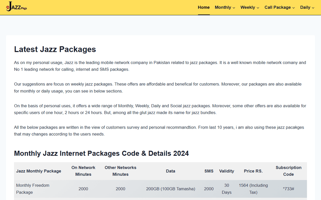 jazzpkgs.com publisher screenshot