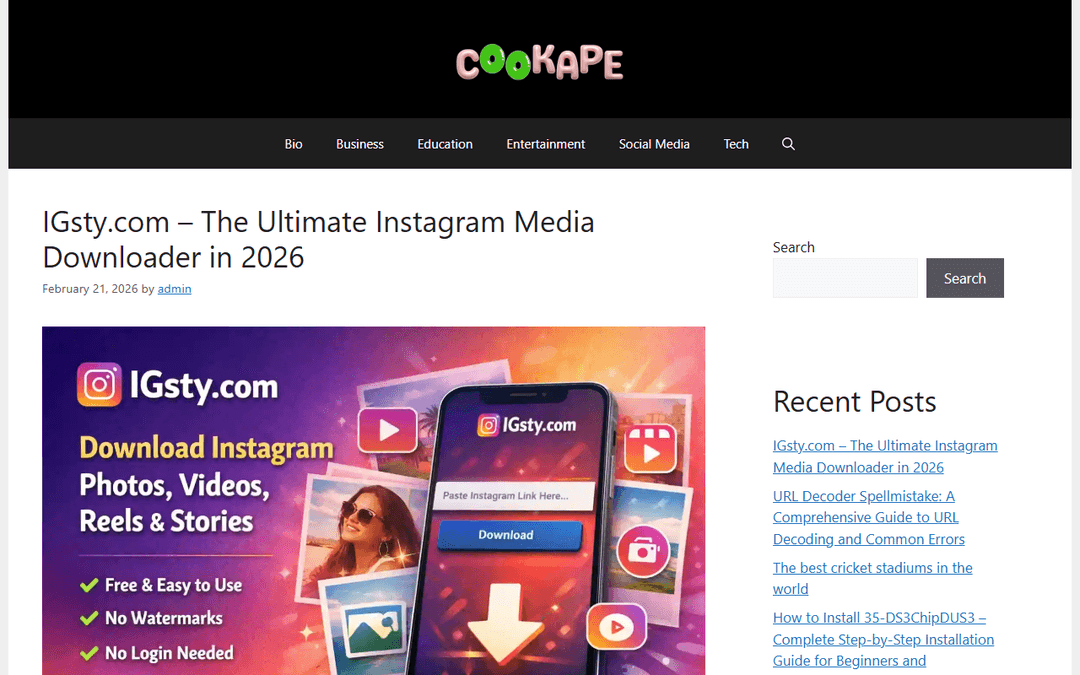 cookape.in publisher screenshot