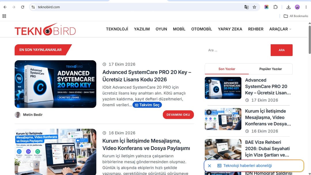 teknobird.com publisher screenshot