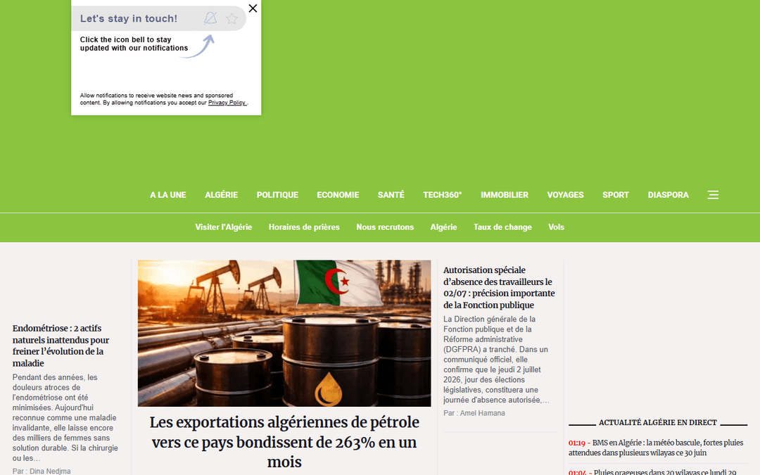 algerie360.com publisher screenshot