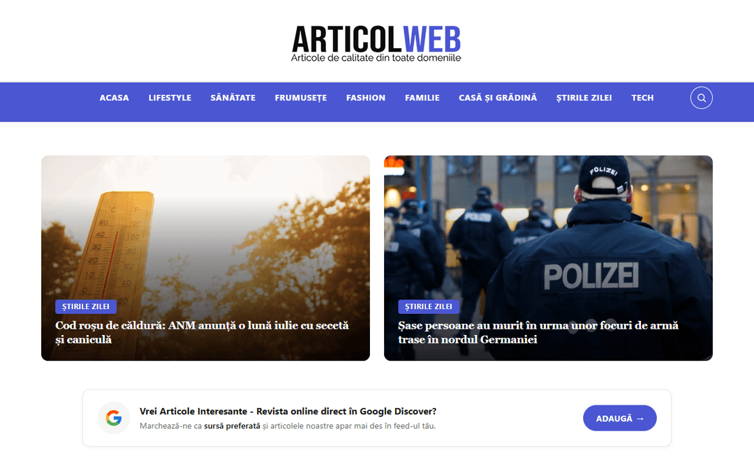 Screenshot des Publishers articolweb.ro