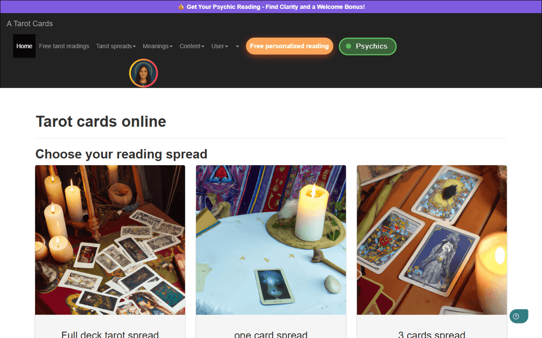atarotcards.com publisher screenshot