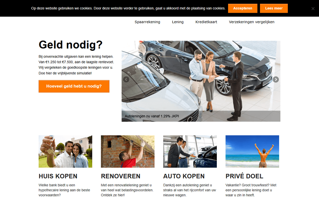 Screenshot des Publishers bankenvergelijken.be