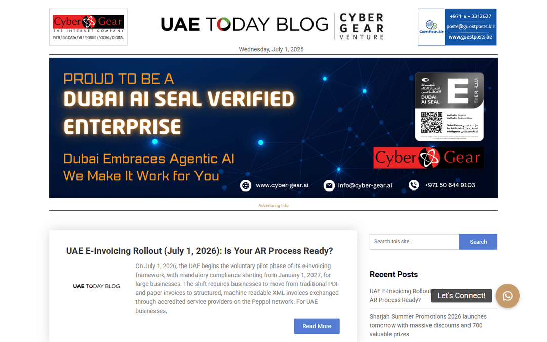 Screenshot des Publishers blog.uaetoday.com