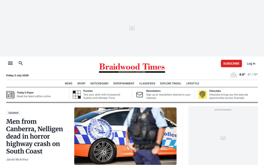braidwoodtimes.com.au publisher screenshot