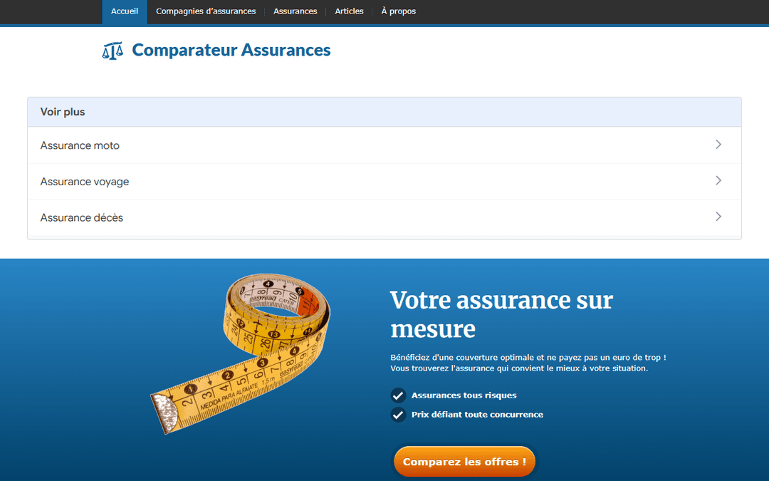 Screenshot des Publishers comparateurassurances.be