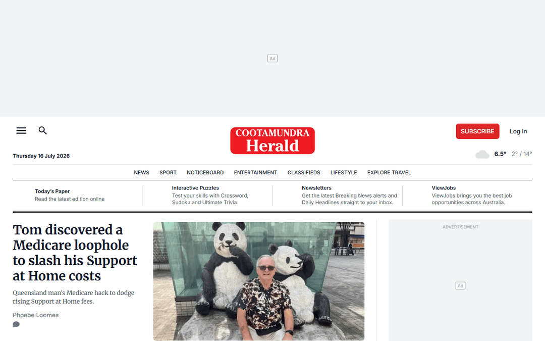 cootamundraherald.com.au publisher screenshot