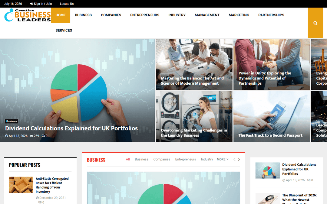 creativebusinessleaders.com publisher screenshot