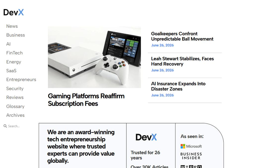 devx.com publisher screenshot
