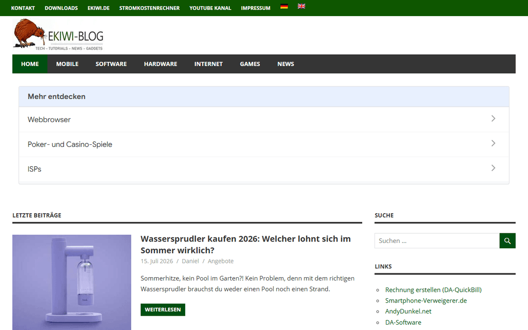 Screenshot des Publishers ekiwi-blog.de