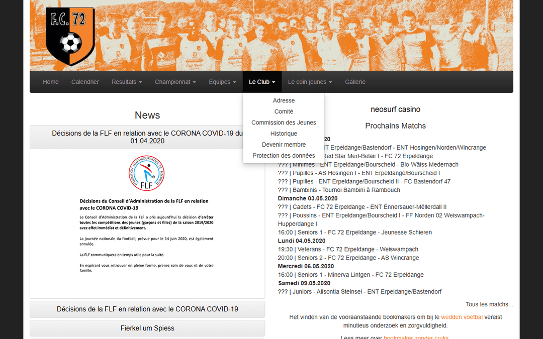 Screenshot des Publishers fc72ierpeldeng.lu