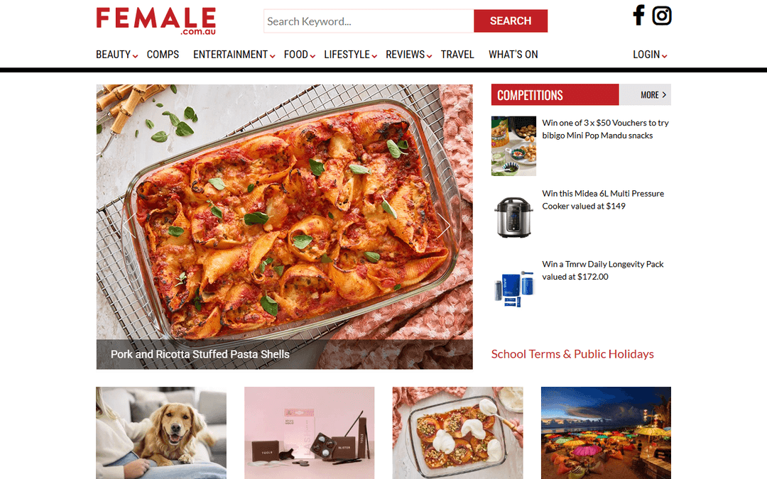 female.com.au publisher screenshot