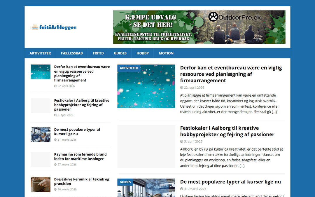 Screenshot des Publishers fritidsbloggen.dk