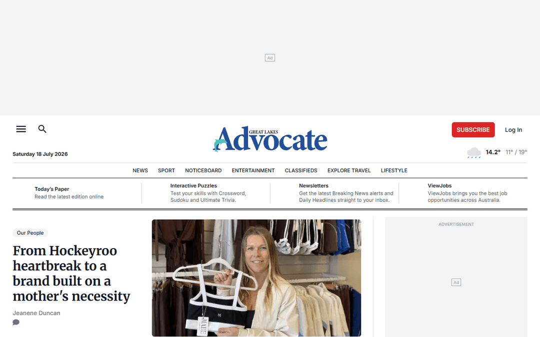 greatlakesadvocate.com.au publisher screenshot