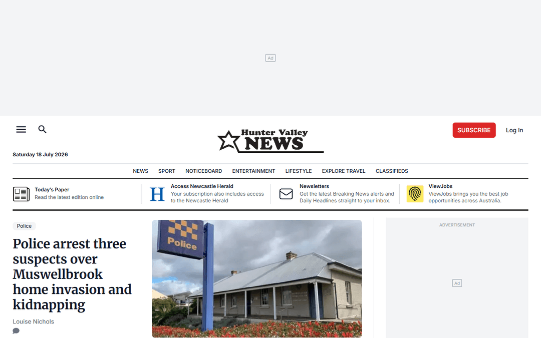huntervalleynews.net.au publisher screenshot