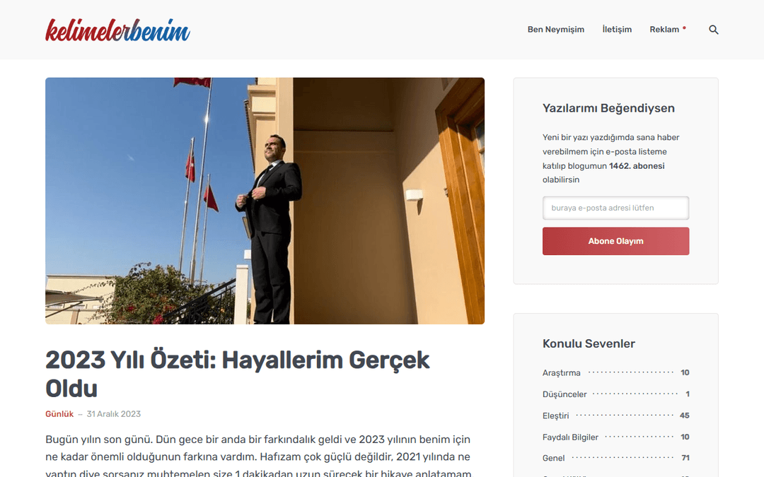 Screenshot des Publishers kelimelerbenim.com