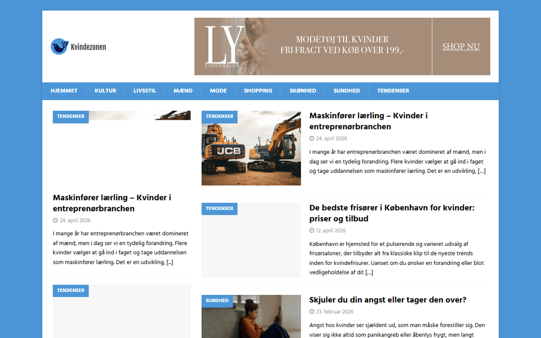 kvindezonen.dk publisher screenshot