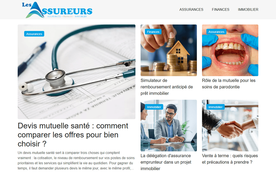 Capture d'écran de l'éditeur les-assureurs.net