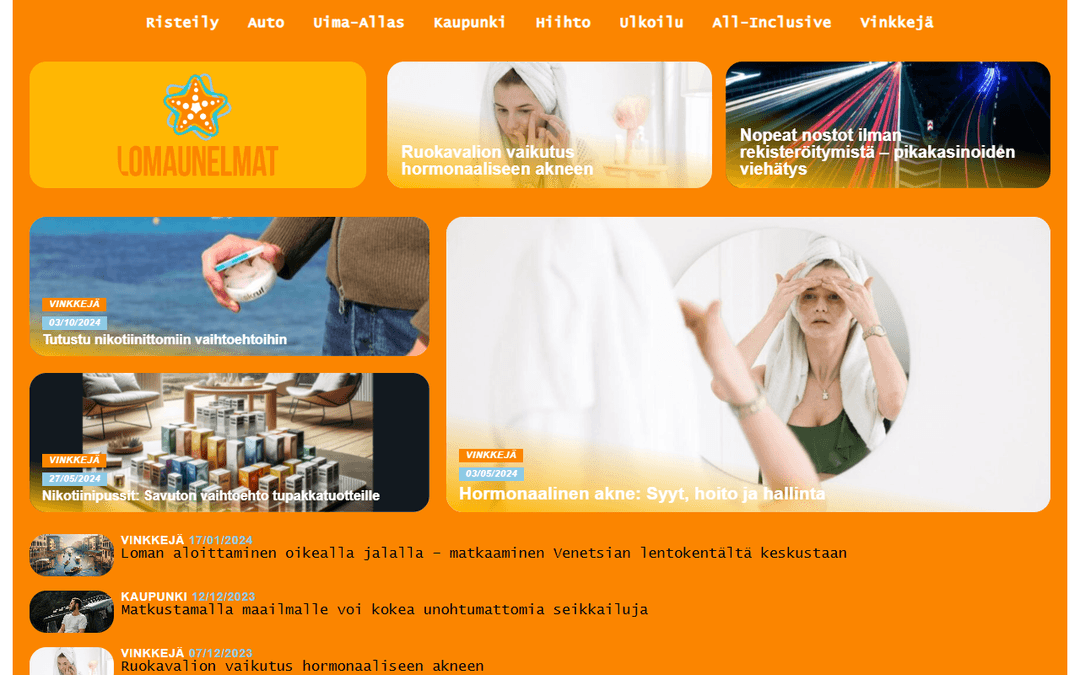 lomaunelmat.fi publisher screenshot