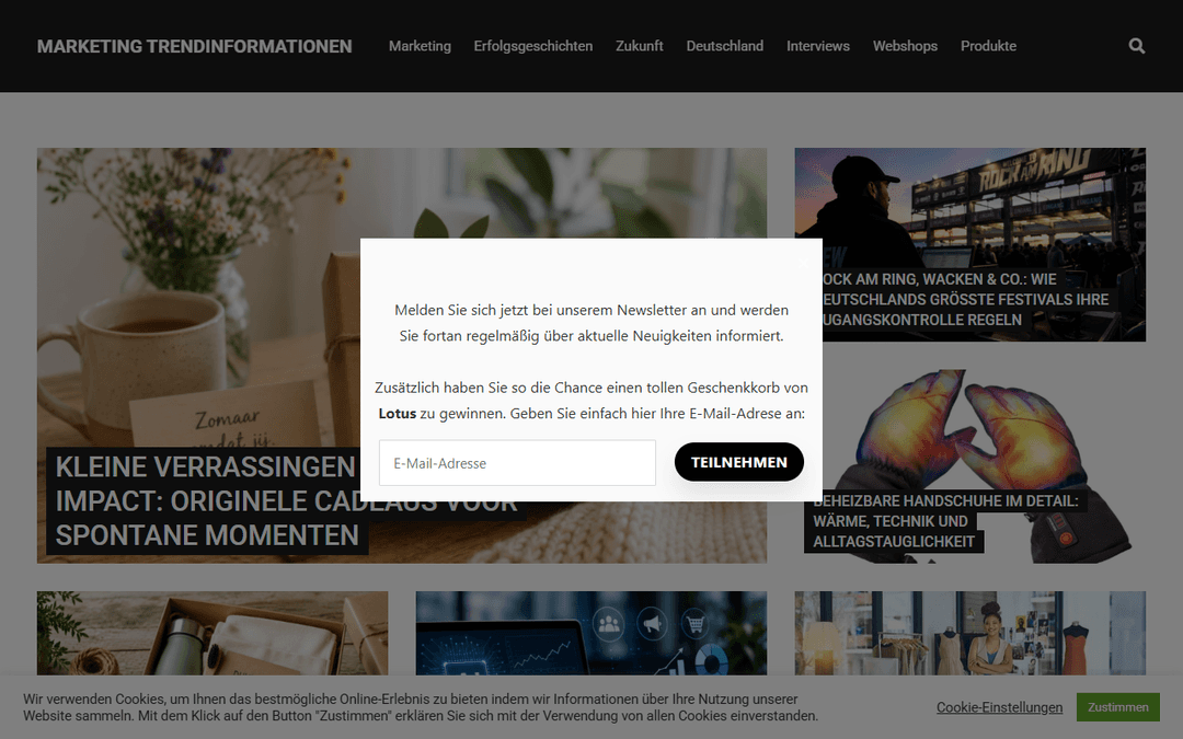 Screenshot des Publishers marketing-trendinformationen.de